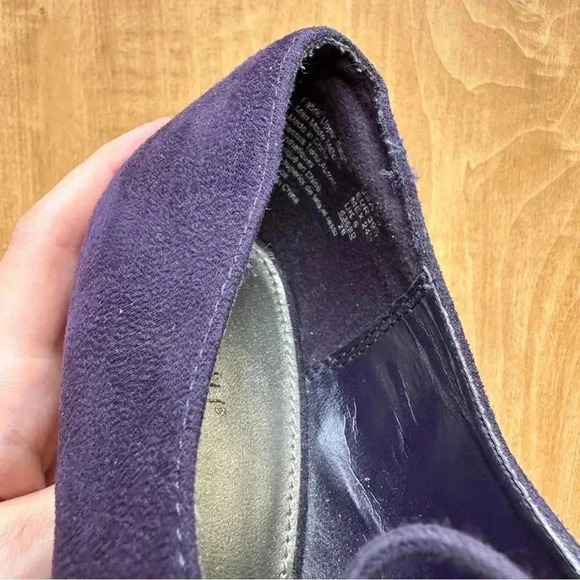 Fioni Faux Suede Eggplant Purple Peep Toe Heels, Women’s Size 7.5 - Picture 8 of 12